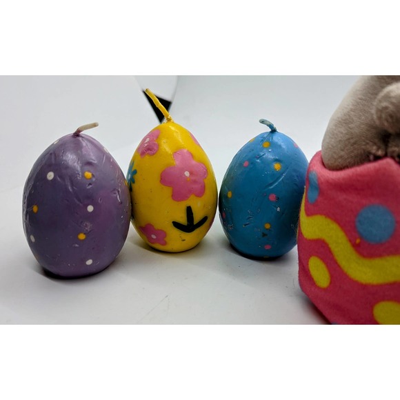 Easter Pusheen 2016 Cat Egg plush 4056994 Grey pink yellow blue bonus Candles - Picture 4 of 6